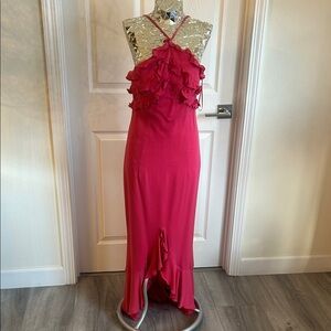 Escada Vintage Y2K Fuchsia Ruffle Formal Dress